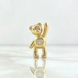 Pendant Little Bear Thumbs Up 4.35gr / 2.2cm / White Zircons Pink Eyes Yellow Gold