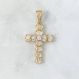 Pendant Victorian Beaded Cross 5.5gr / 4.4cm / White Zirconia Yellow Gold