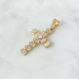 Pendant Victorian Beaded Cross 5.5gr / 4.4cm / White Zirconia Yellow Gold