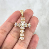 Pendant Victorian Beaded Cross 5.5gr / 4.4cm / White Zirconia Yellow Gold