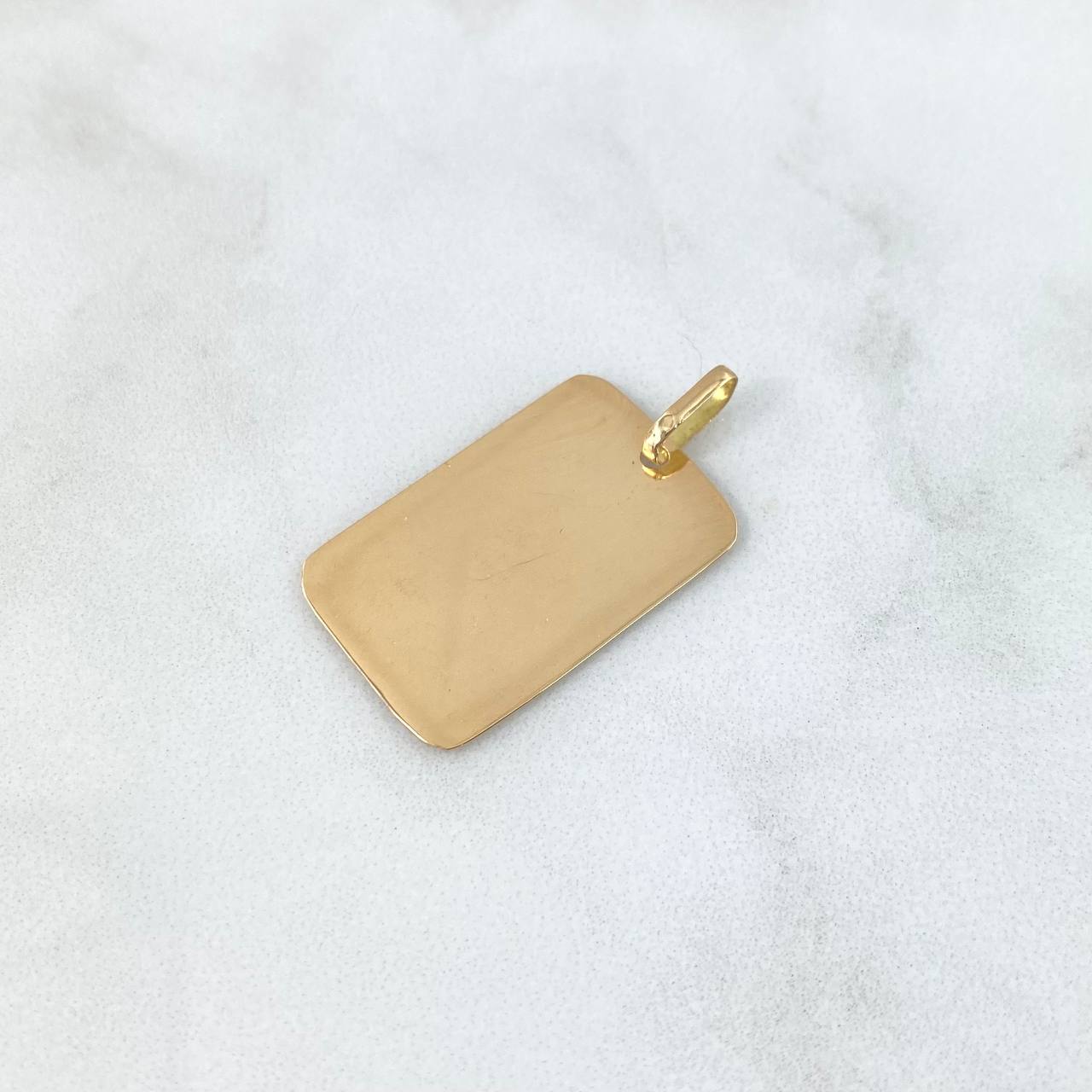 Dije Placa Rectangular 2.3gr / 2cm-3cm / Lisa Oro Amarillo 18K