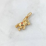 Pendant Bear Little Hand Up 1.75gr / 2.4cm / Orange Zircon Heart - Green Yellow Gold ©