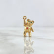 Pendant Bear Little Hand Up 1.75gr / 2.4cm / Orange Zircon Heart - Green Yellow Gold ©