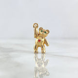 Pendant Bear Little Hand Up 1.75gr / 2.4cm / Orange Zircon Heart - Green Yellow Gold ©