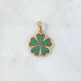 Pendant Clover 1.45gr / 2cm / Green Zircons Yellow Gold