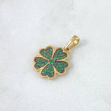 Pendant Clover 1.45gr / 2cm / Green Zircons Yellow Gold