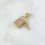Pendant Lock Bag 2.1gr / 2cm / White Zircons Yellow Gold