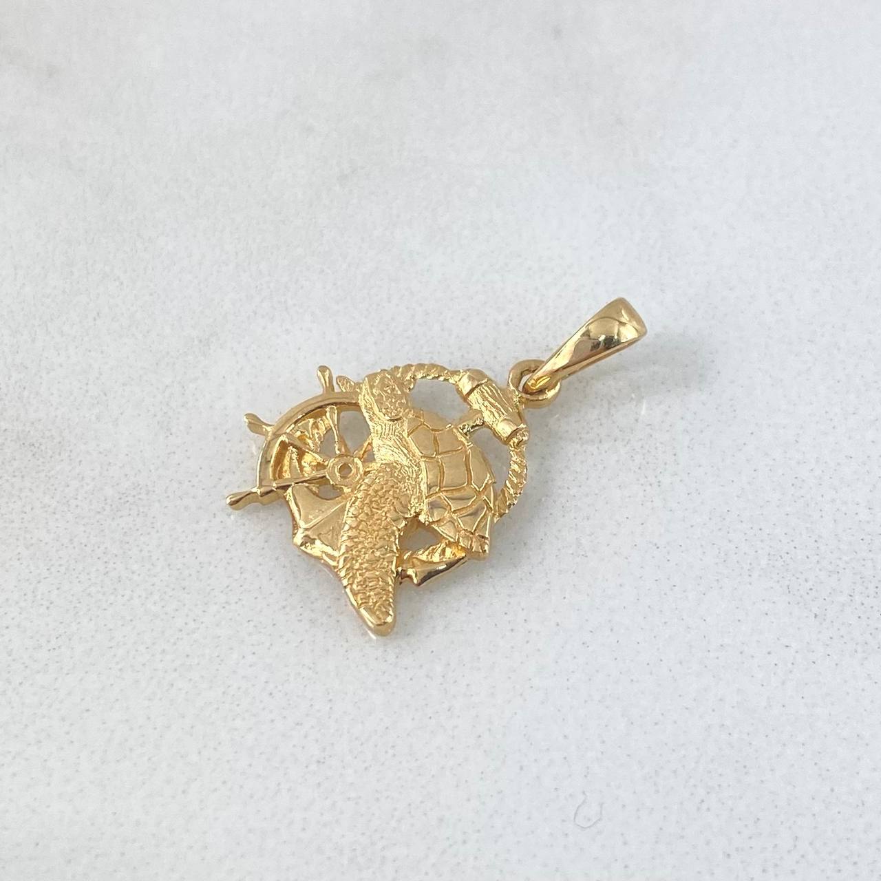 Dije Tortuga Ancla Timon 1.5gr / 1.8cm / Texturizado Oro Amarillo ©
