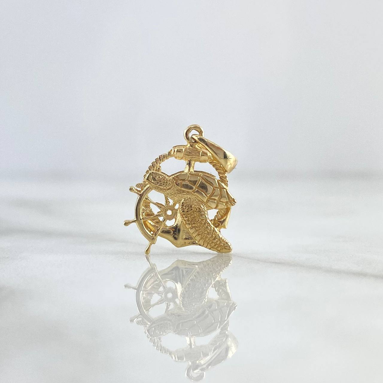 Dije Tortuga Ancla Timon 1.5gr / 1.8cm / Texturizado Oro Amarillo ©