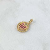 Dije Corazón en Aro 1.8gr / 1.8cm / Circones Fucsias Oro Amarillo