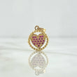 Dije Corazón en Aro 1.75gr / 1.8cm / Circones Fucsias Oro Amarillo