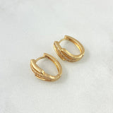 Hoop Earrings Tres Olas 3.85gr / 1.4cm / Oval White Zirconia Yellow Gold *