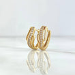 Hoop Earrings Tres Olas 3.85gr / 1.4cm / Oval White Zirconia Yellow Gold *