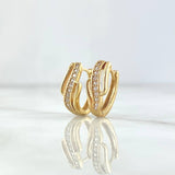 Hoop Earrings Tres Olas 3.85gr / 1.4cm / Oval White Zirconia Yellow Gold *