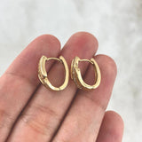 Hoop Earrings Tres Olas 3.85gr / 1.4cm / Oval White Zirconia Yellow Gold *