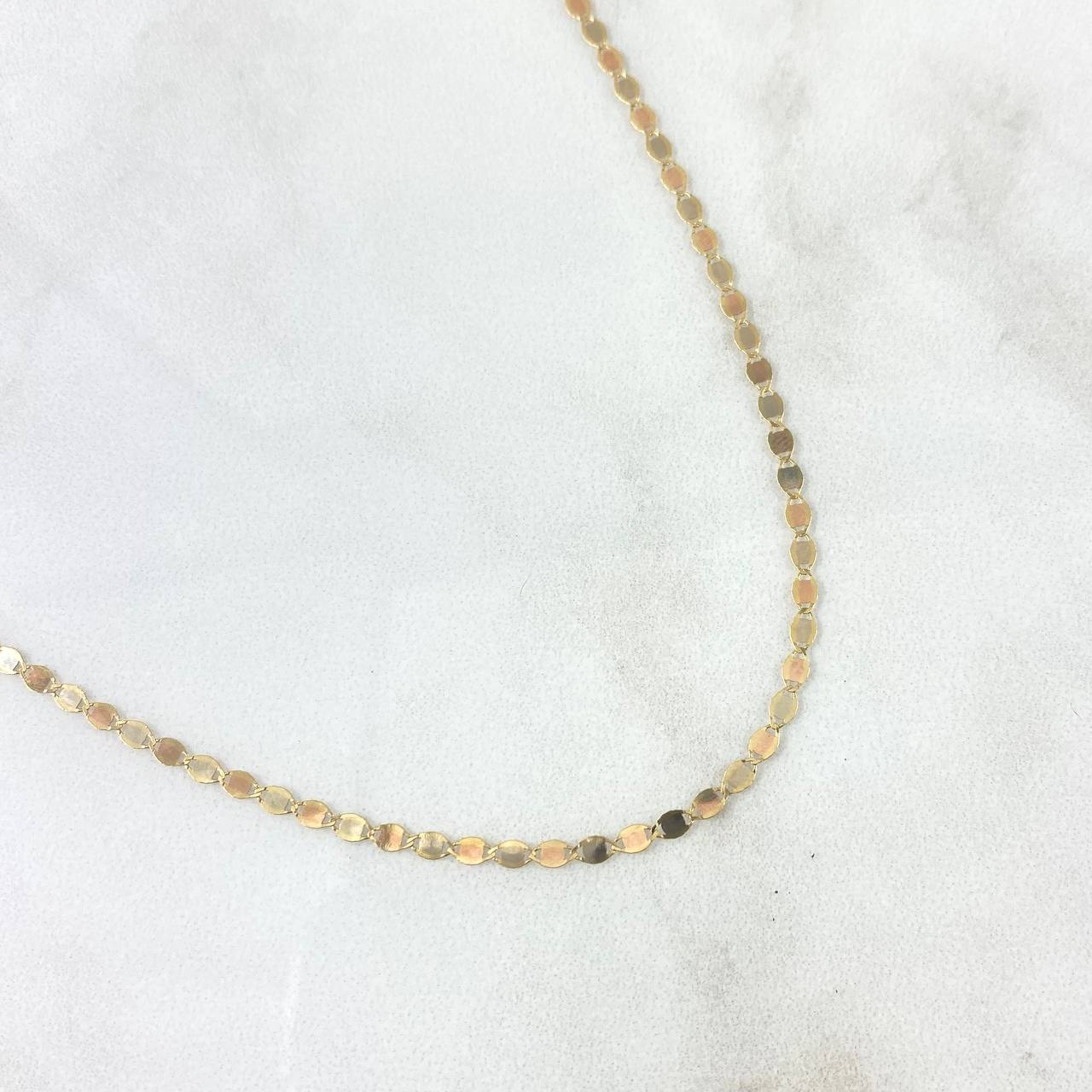Cadena Plana Espejo 1.85gr / 50cm / 2mm Lisa Tres Oros +3