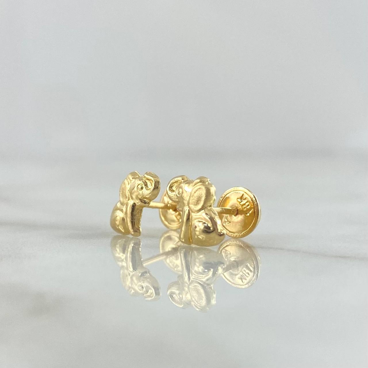Stud Earrings Elephant 0.65gr / 7mm Smooth 18K Yellow Gold ©