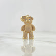 Pendant Articulated Bear Heart Necklace 9.15gr / 3.5cm / White Zircons Eyes and Blue Bow Yellow Gold