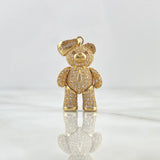 Pendant Articulated Bear Tie 8.75gr / 3.5cm / White Zircons Brown Eyes Yellow Gold