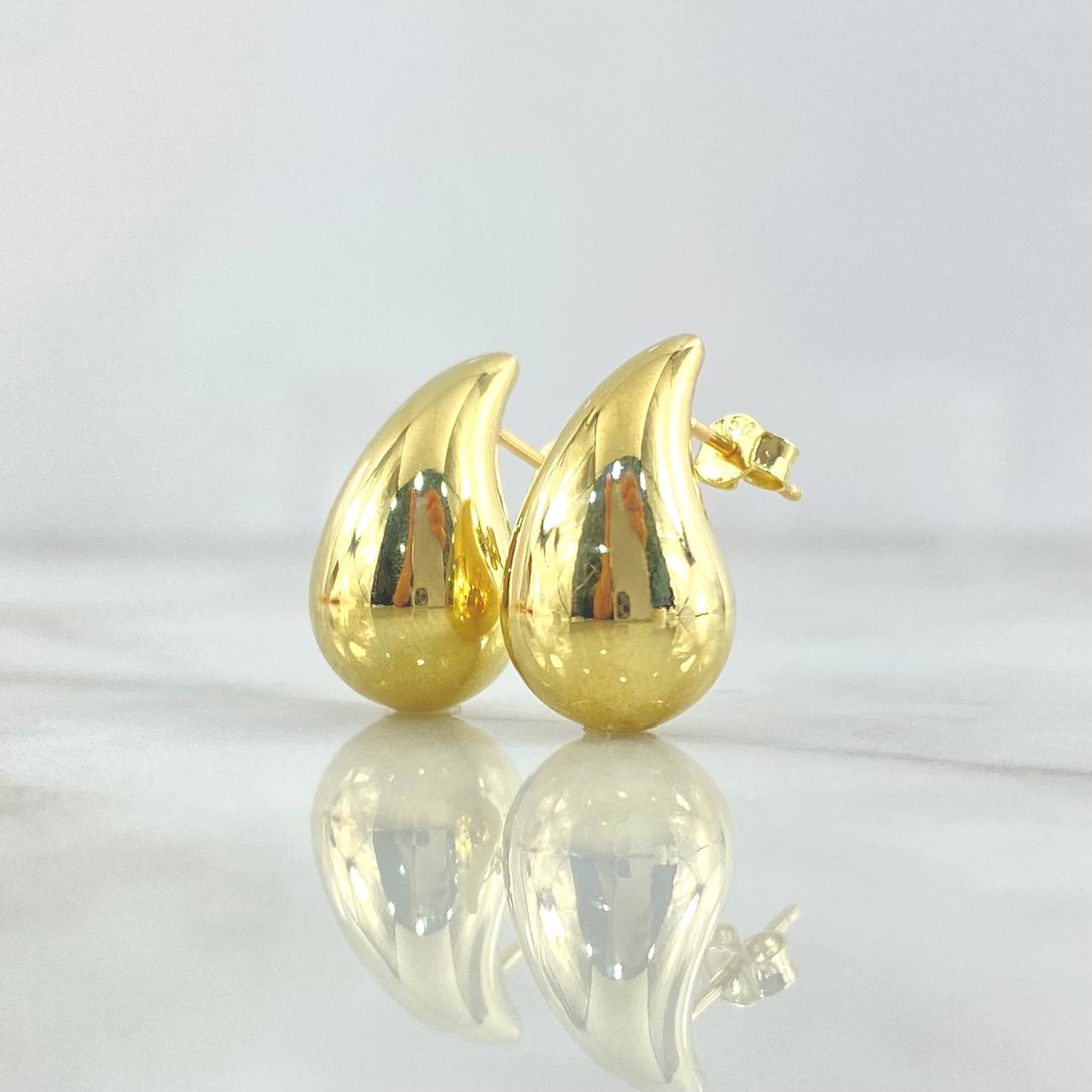 Stud Earrings Drop 4.1gr / 2cm / Polished Lobster Claw 18K Yellow Gold +4 *