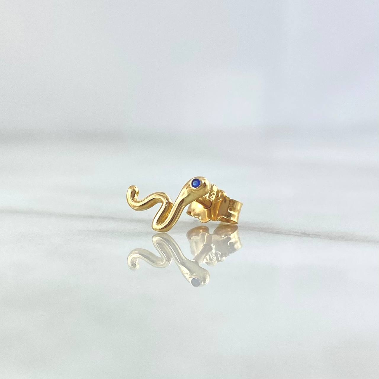 Piercing Serpiente 0.5gr / 6mm / Circon Azul Broche Mariposa Oro Amarillo (Joya) ©
