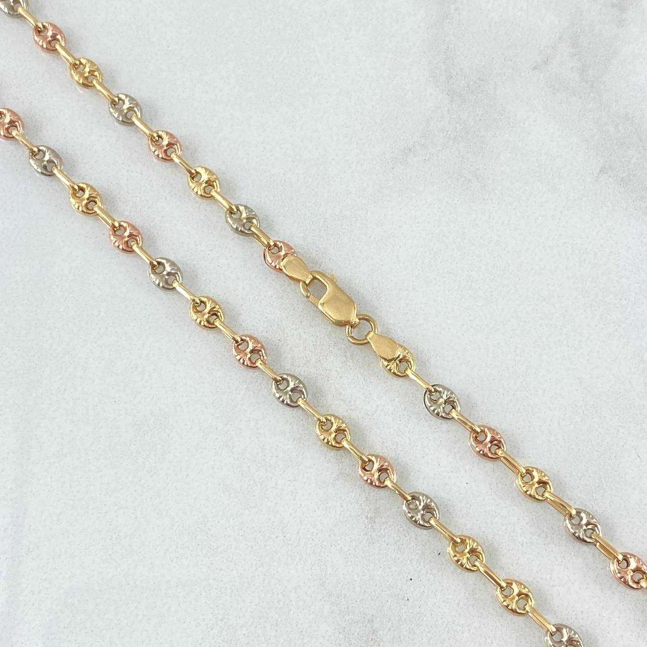 Cadena GC 7gr / 50cm / 3.4mm Diamantada Tres Oros 18K