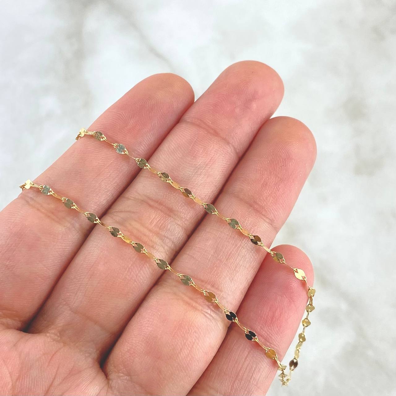 Mirror Flower Chain 0.95gr / 17.8in / 18K Gold +3