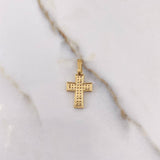 Pendant Cross 1.35gr / 2.3cm / White Zircons Yellow Gold &