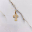 Pendant Cross 1.35gr / 2.3cm / White Zircons Yellow Gold &