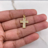 Pendant Cross 1.35gr / 2.3cm / White Zircons Yellow Gold &