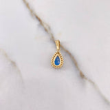 Pendant Halo Drop 1.5gr / 1.8cm / White Blue Zircons Yellow Gold &
