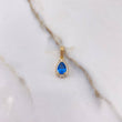Pendant Halo Drop 1.5gr / 1.8cm / White Blue Zircons Yellow Gold &