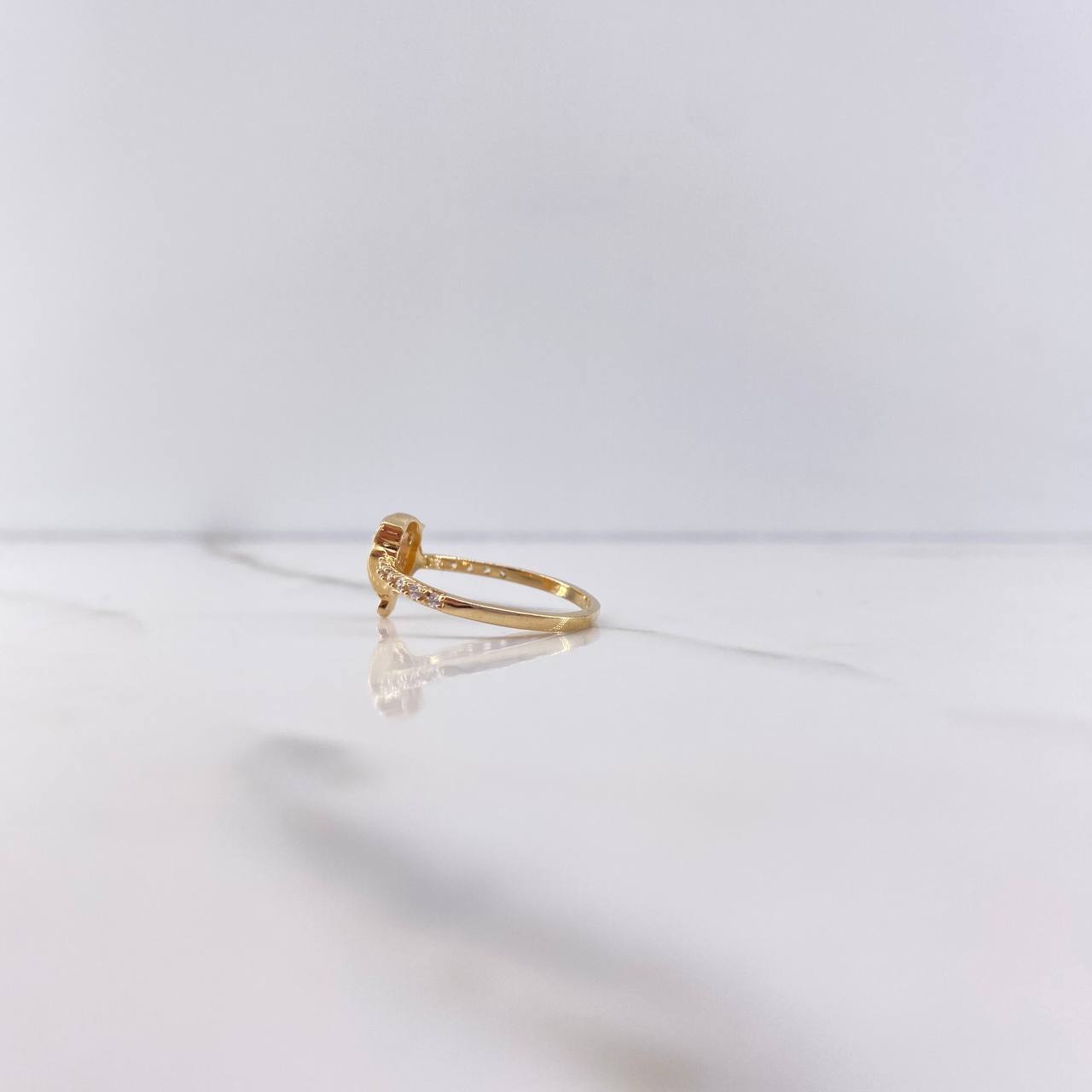 Owl Ring 2.05gr / Size 7 / Black and White Zircons Yellow Gold &