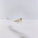 Owl Ring 2.05gr / Size 7 / Black and White Zircons Yellow Gold &