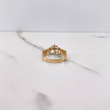 Princess Ring 3.05gr / Size 6 3/4 / White Zircons Two-tone Yellow and White Gold &