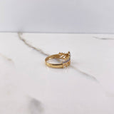 Princess Ring 3.05gr / Size 6 3/4 / White Zircons Two-tone Yellow and White Gold &