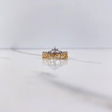 Princess Ring 3.05gr / Size 6 3/4 / White Zircons Two-tone Yellow and White Gold &