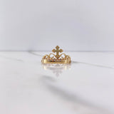Cross Crown Ring 2.3gr / Size 6 / Green, Purple, Lilac Zircons Yellow Gold &