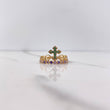 Cross Crown Ring 2.3gr / Size 6 / Green, Purple, Lilac Zircons Yellow Gold &