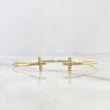 Pulso Abrazo Cruces 4.9gr / 18cm / 2mm Circones Blancos Oro Amarillo *