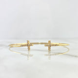 Pulso Abrazo Cruces 4.9gr / 18cm / 2mm Circones Blancos Oro Amarillo *