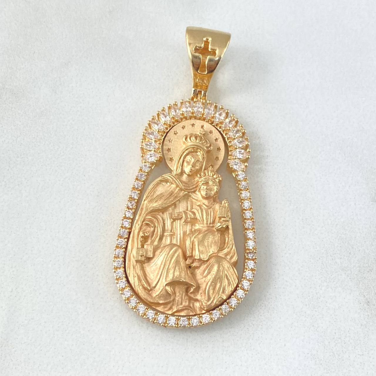 Pendant Virgen del Carmen 12.25gr / 4.5cm / Matte White Zirconia Yellow Gold