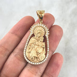 Pendant Virgen del Carmen 12.25gr / 4.5cm / Matte White Zirconia Yellow Gold