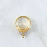 Horse Mount Ring 7.35gr / T10 1/4 / White and Fuchsia Zircons Yellow Gold ©
