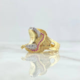 Horse Mount Ring 7.35gr / T10 1/4 / White and Fuchsia Zircons Yellow Gold ©