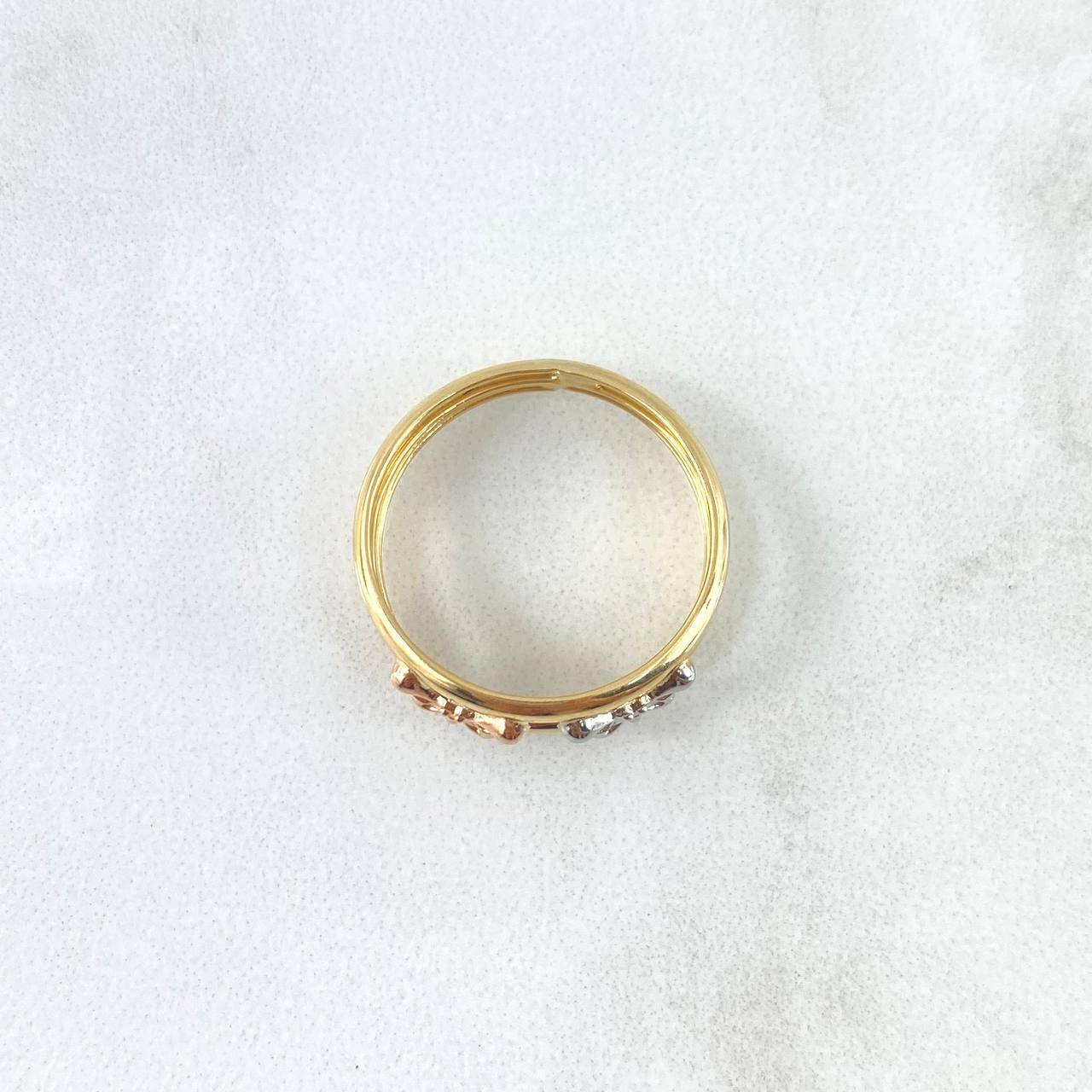 Double Line Butterfly Ring 1.9gr / Size 7 1/4 / Three Golds