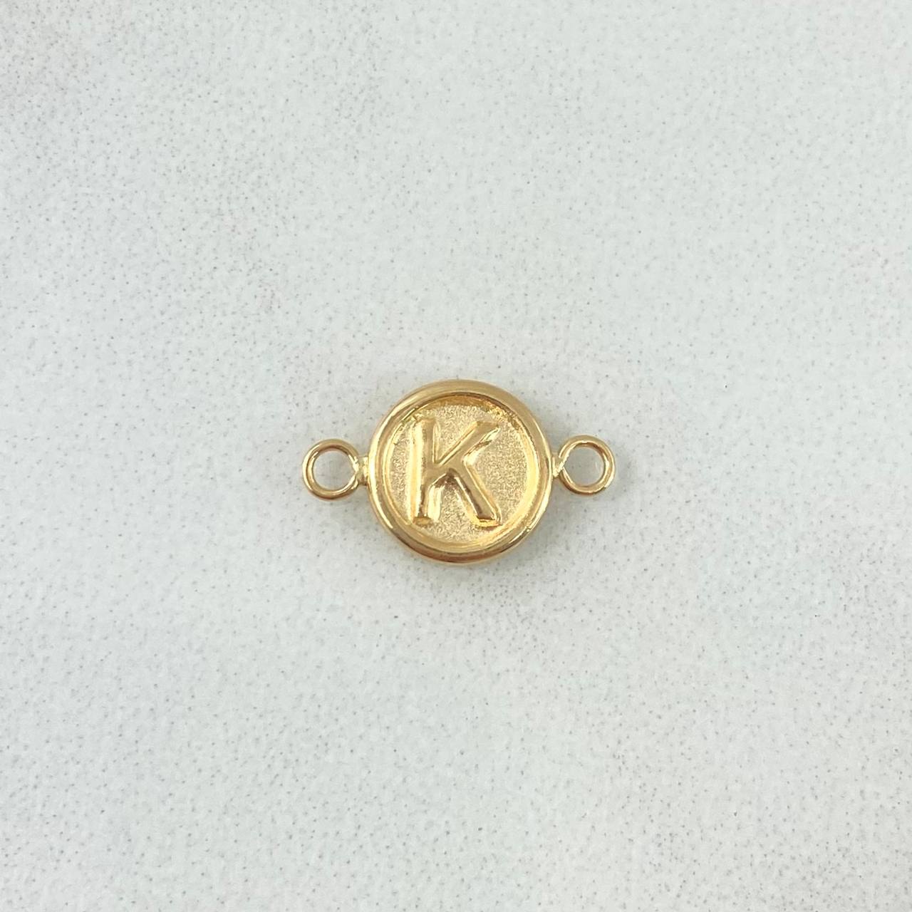 Herraje Letra K 0.35gr / 1.2cm / Circulo Mate Oro Amarillo