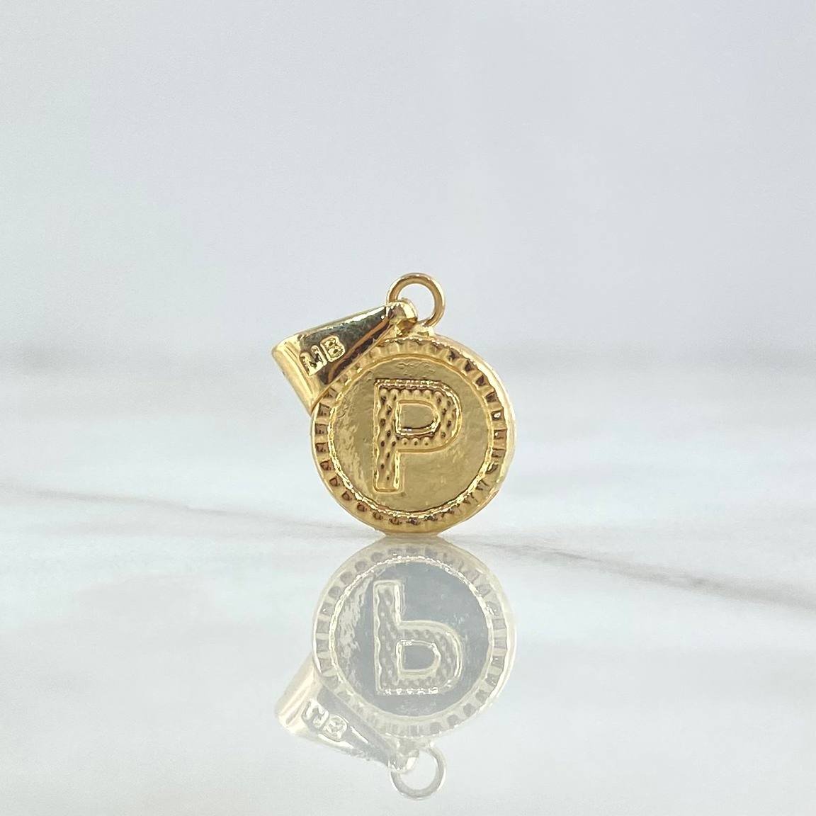 Pendant Letter P 0.6gr / 2cm / Yellow Gold Bordered Circle