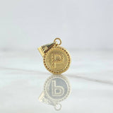 Pendant Letter P 0.6gr / 2cm / Yellow Gold Bordered Circle