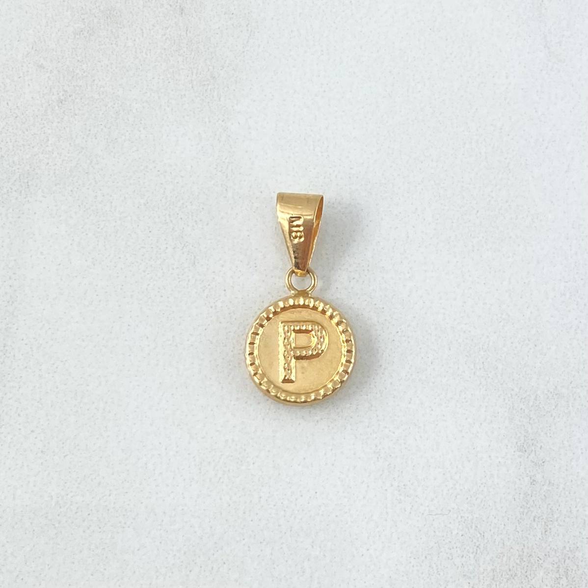 Pendant Letter P 0.6gr / 2cm / Yellow Gold Bordered Circle